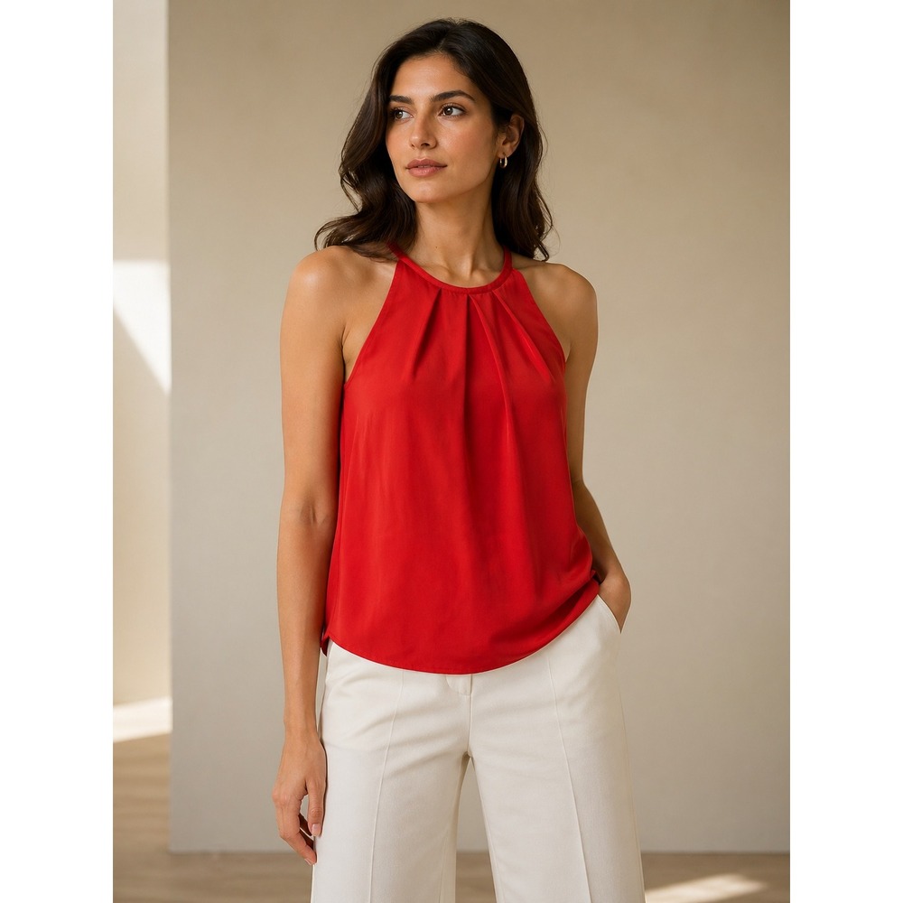 Theory Silk Halter Top Petite Size 1 Sleeveless Blouse Luxury Designer Elegant